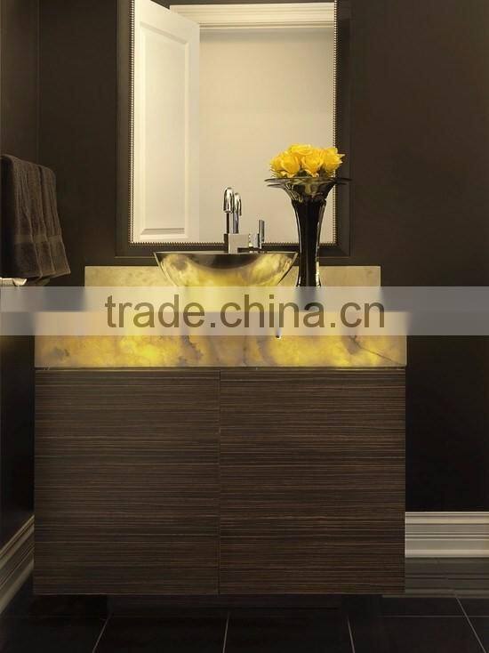 MODERN DESIGN BACKLIT ONYX PEDESTALS SINKS