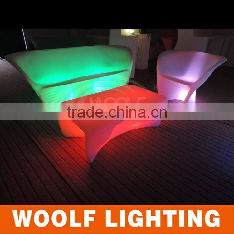 Popular Club Conch Design Luminous Coffee Table LED Sofa Set