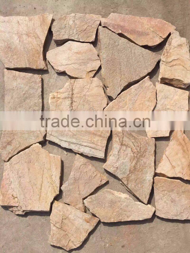 Natural yellow color crazy slate for exterior wall panel