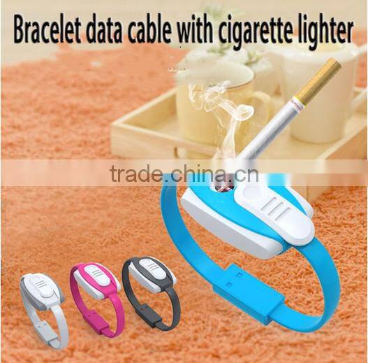 2015 Hot-selling Bracelet 3 In 1USB Cable For IOS/Android Mobile Phones Bracelet USB Cable With Cigeratte Lighter Inside