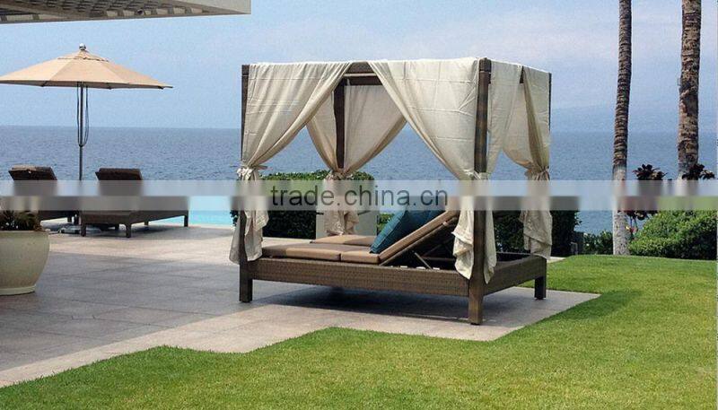 2017 Trade Assurance Leisure ways alum frame pe rattan double modern sofa cum cafe lounge daybed