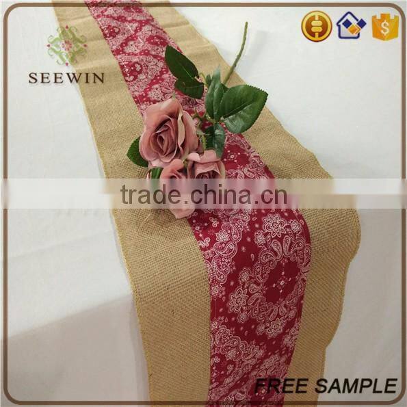 2016 lace pattern burlap table runner