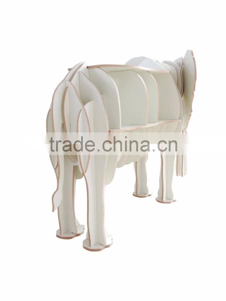puzzle wood craft elephant table book shelves creative animal furniture