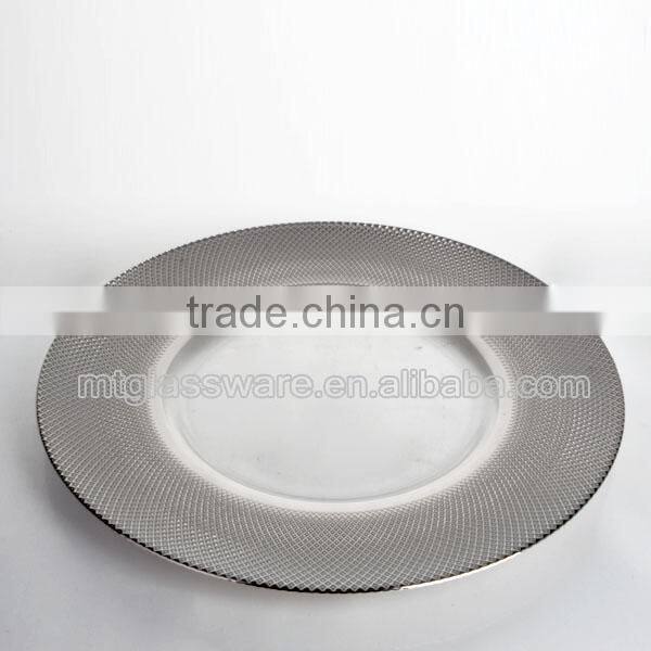 charger plate antique gold plate Silver Rimmed glass Charger Plates