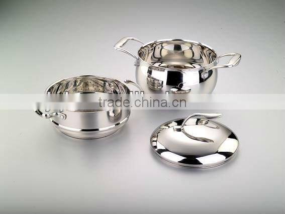 Double ear capsuled bottom stainless steel cookware cooking pot