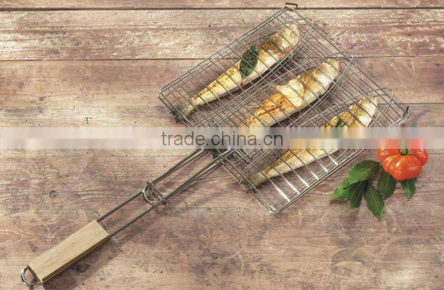 Wooden handel barbecue holder /BBQ Tools/Grilled fish clip
