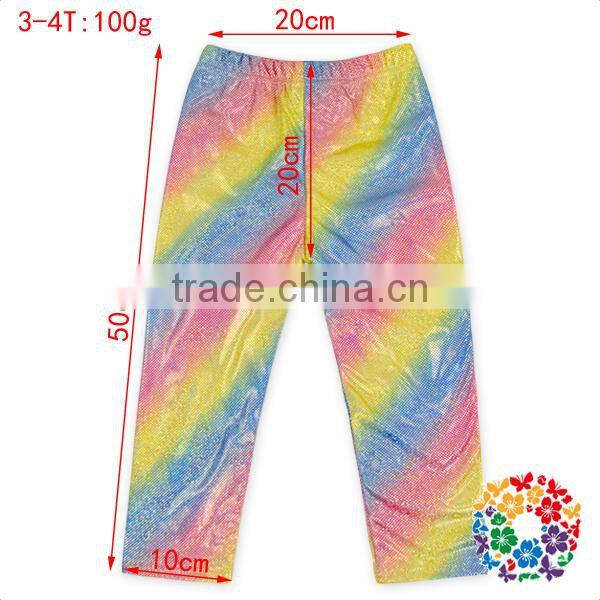 Shiny Rainbow Elastic Fabric Baby Children Pants Wholesale Girls Leggings