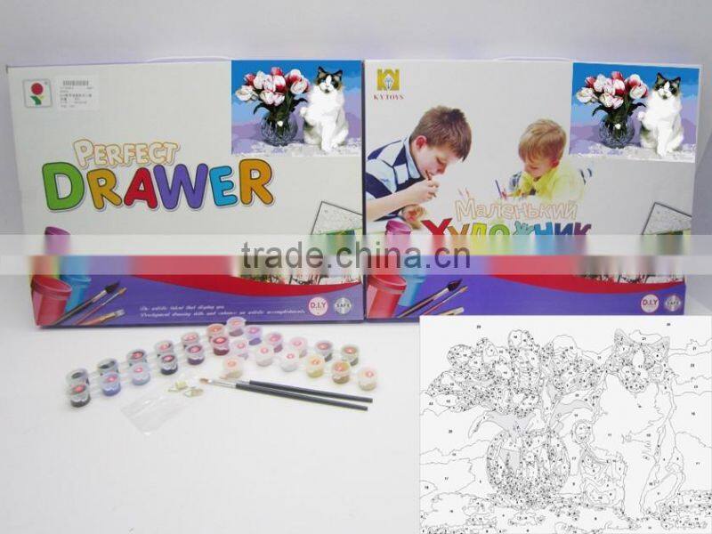 diy digital oil painting paint Preprinted carboard Brush Kit