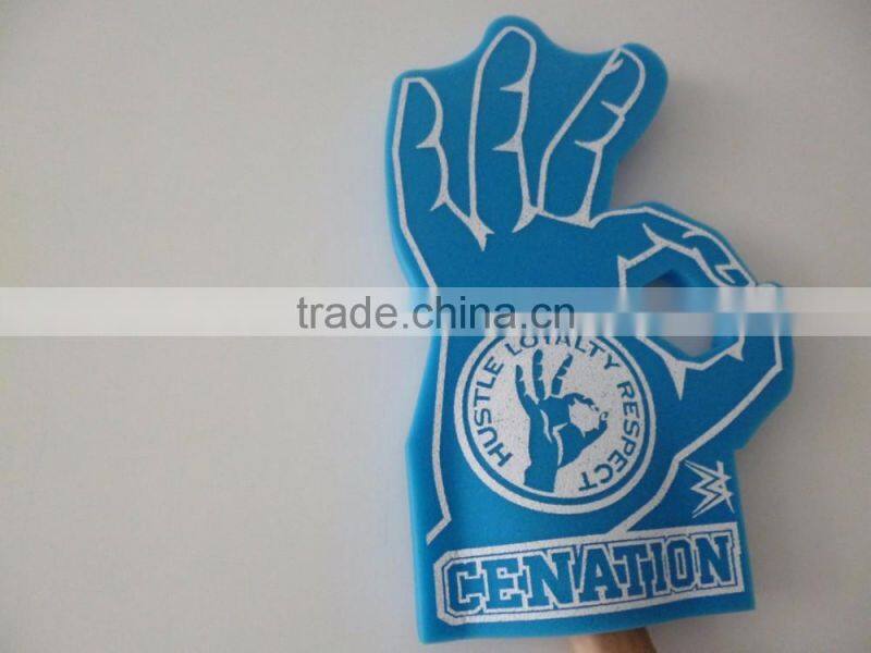 orange OKAY shape design sponge Foam Hand gloves