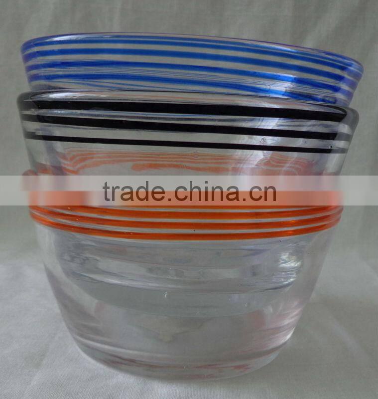 Glass bowl with black edge,clear bowl
