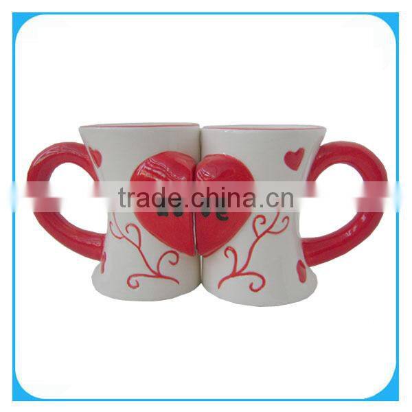 heart shape ceramic couple mug
