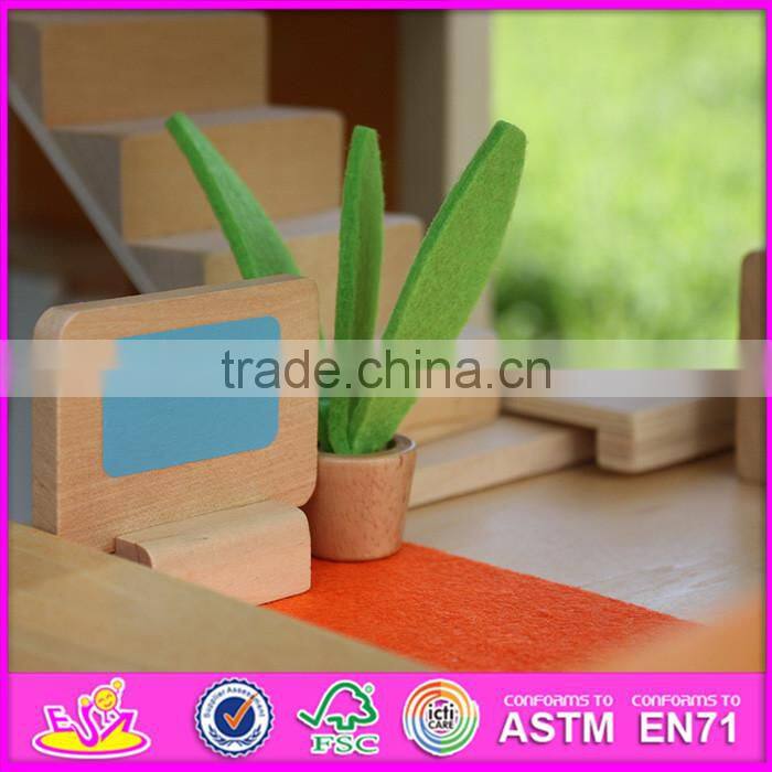 2016 new design baby wooden doll house toy, top fashion kids wooden doll house toy, lovely wooden doll house toy W06A158