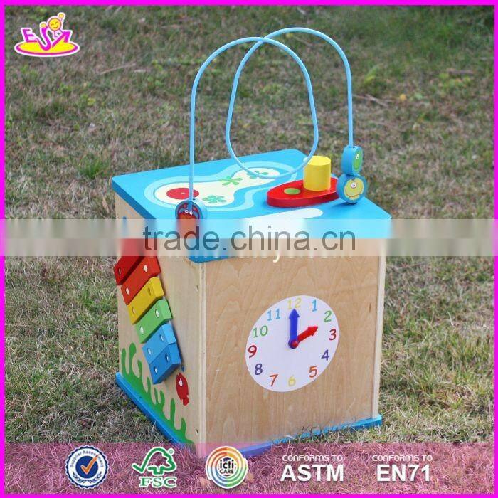 2017 new design 5 in 1 multi-function children wooden bead maze table W11B134