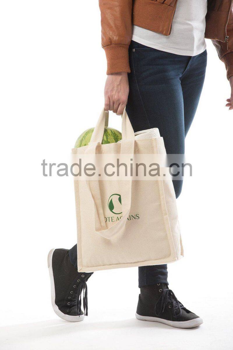 Wholesale Reusable Natural 12oz Cotton Canvas Shopping Bag With Customized Logo