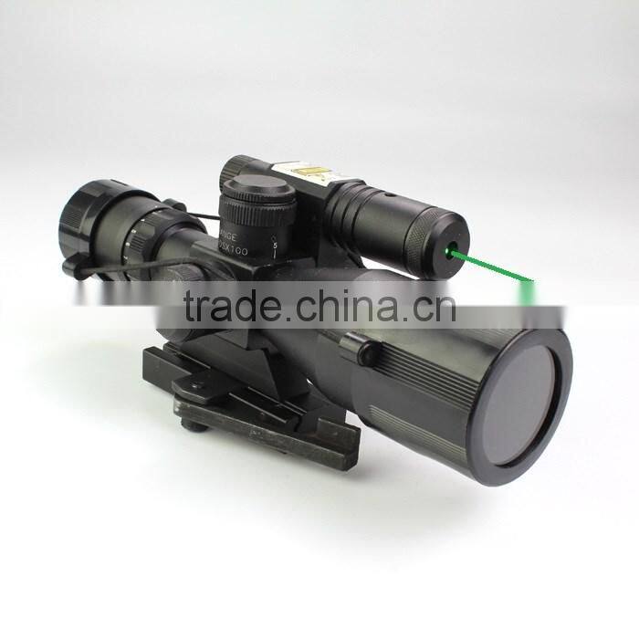 Compact 2.5-10X40 rifle scope red green Mil-Dot Reticle with side attached green laser sight scope with quick release mount