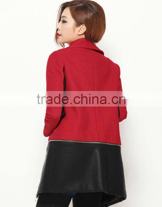 red OL woolen women coat/new model coat women 2016