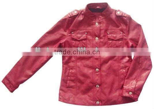 120812 stock cheap PU women leather jacket