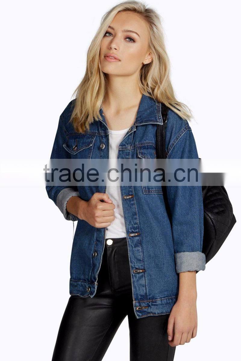 oversized plain boyfriend denim jacket women stylish