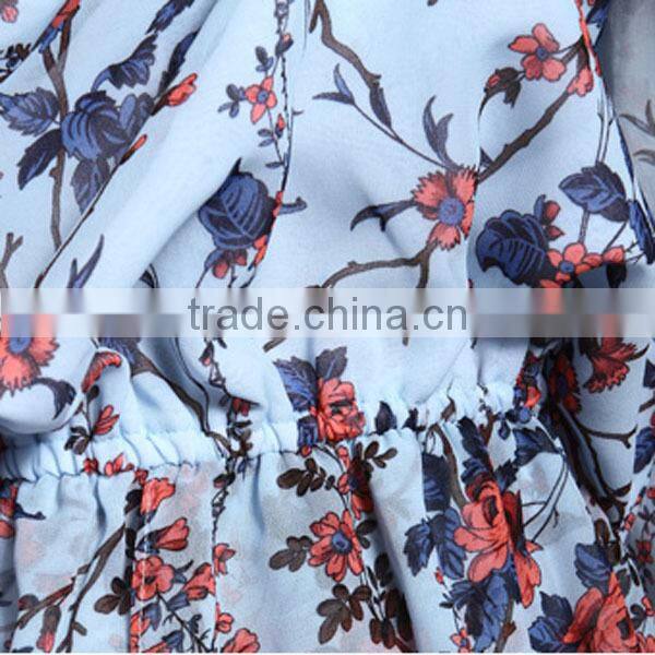 Newest styles women's long sleeve peplum models of blouse in chiffon