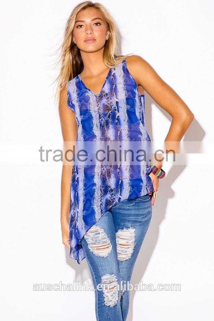 2016 women snake print chiffon party tank top