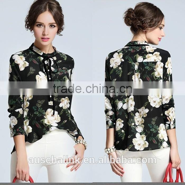 best selling summer elegant design floral print shirts for women