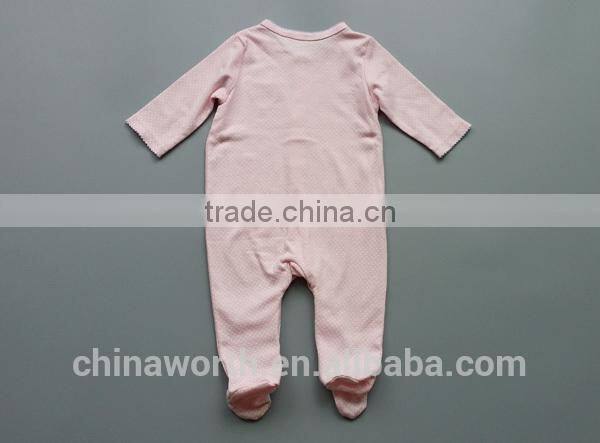 baby girl long sleeve footed cotton romper, full printings rompers