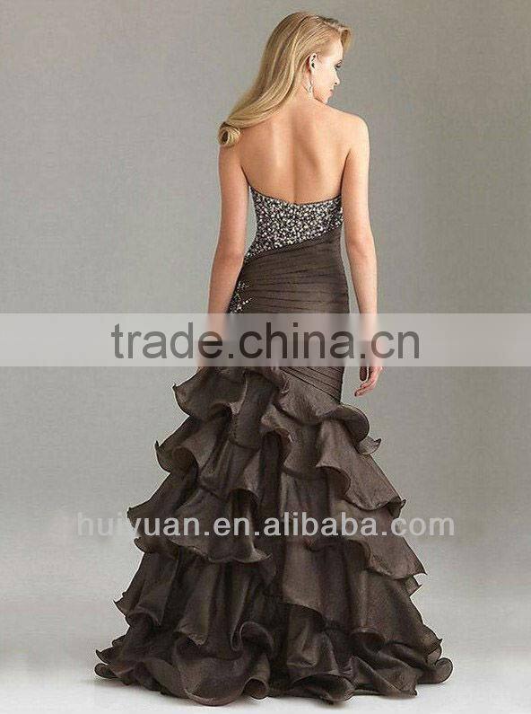 Backless Floor Length Heavy Beaded Red Mermaid Dress