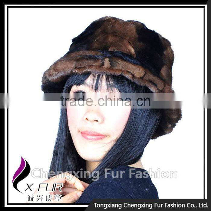 CX-C-173B Alibaba Custom Wholesale Lady Cap Mink Fur Women Bucket Hat