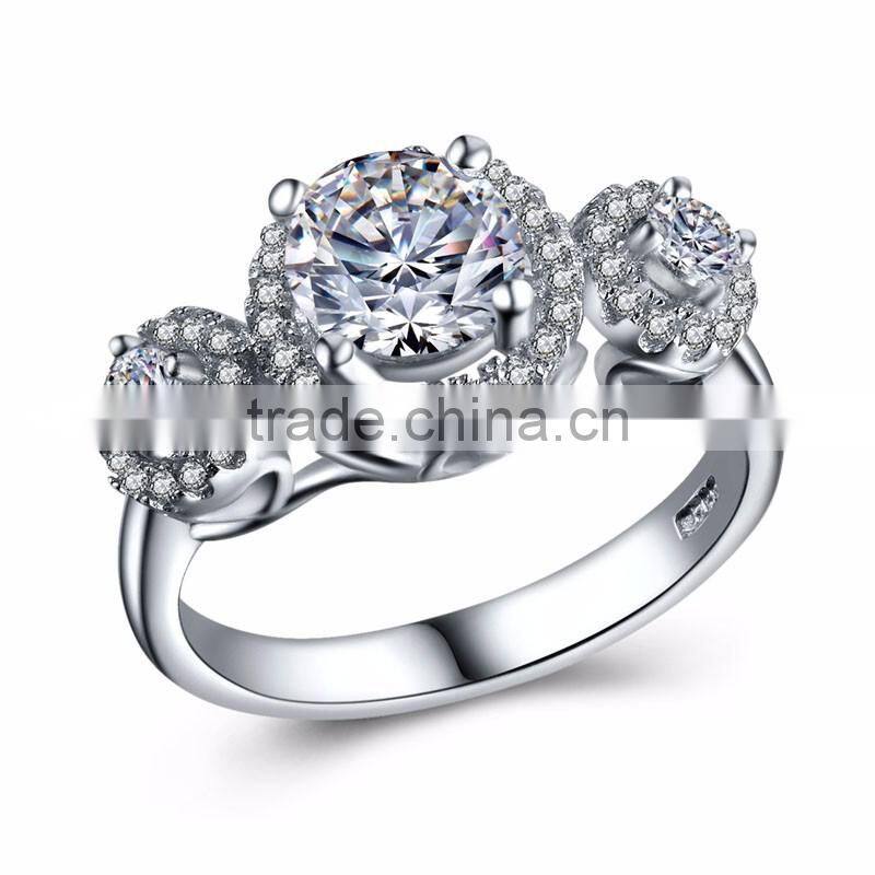 Yiwu cheap wholesale engagement ring 925 sterling silver zircon for women