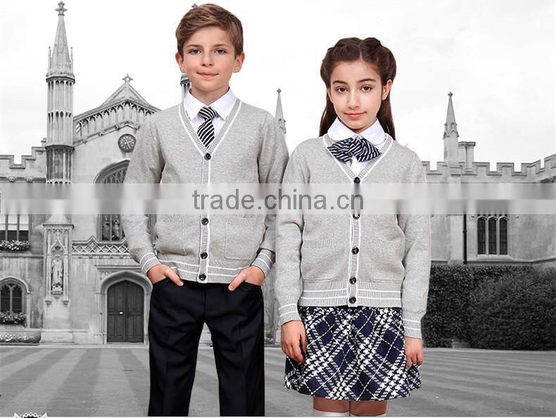 Hot sales grey cardigan children school uniform
