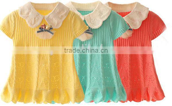 Baby girl 2015 fashion hollow out knit dress infant baby fairy dress for summer