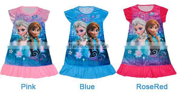 2014 New Arrival Lace Dress Flouncing Round Neck Print Dress 4 Sizes 4-7 Years SV005983#