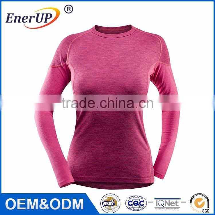 Women Clothing Gym Apparel Thermal Wicking Antibacterial Long Sleeve Sublimation T Shirt