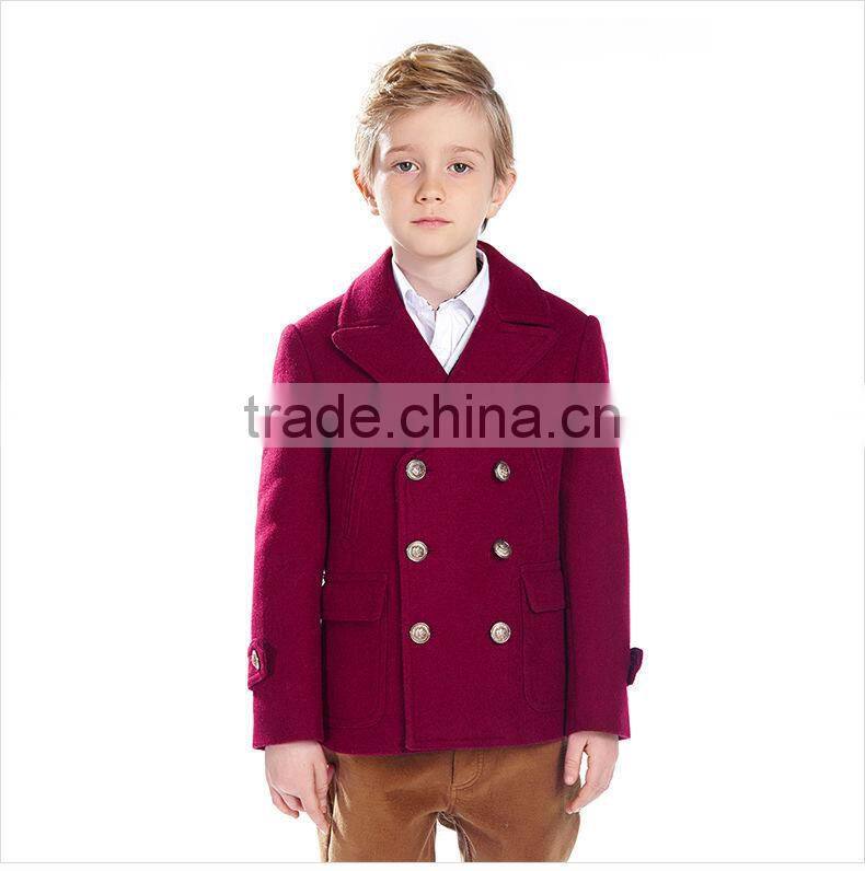 ELPA 2015 Fashion charm kids warm long wool overcoat winter dress boy wool coat with fur collar