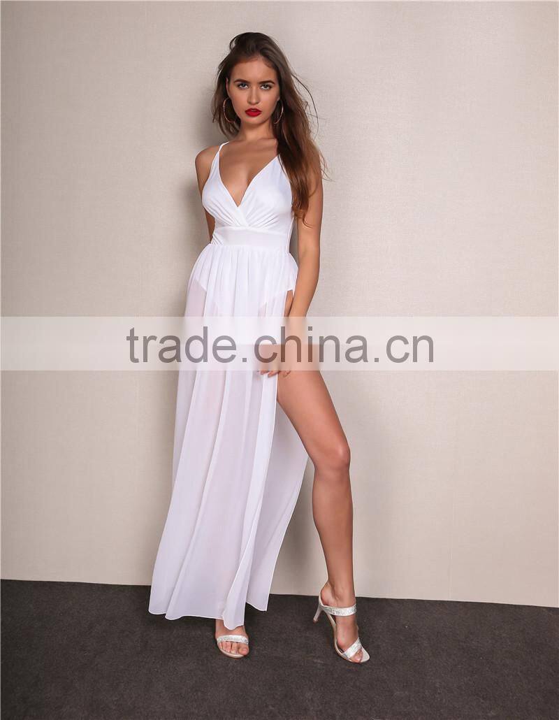 Runwaylover 029 New Fashion 2017 Ladies Sexy Deep V-Neck Maxi Dresses