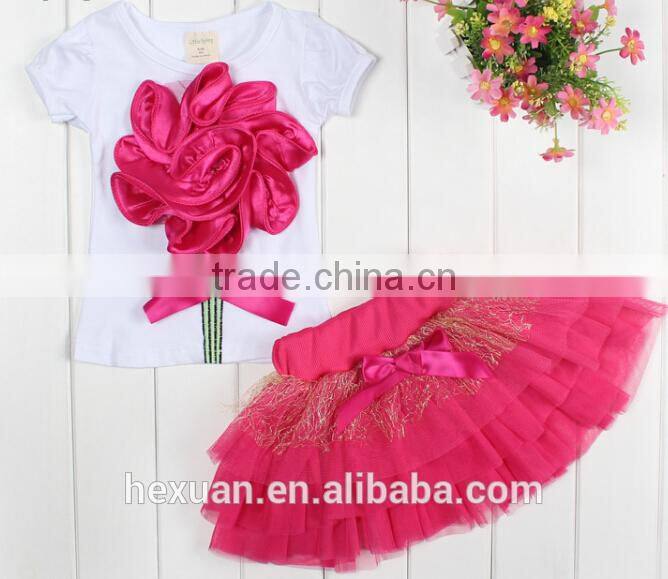 S80004T, Top selling! Girls clothing sets ,T-shirt + tutu skirt kids clothing
