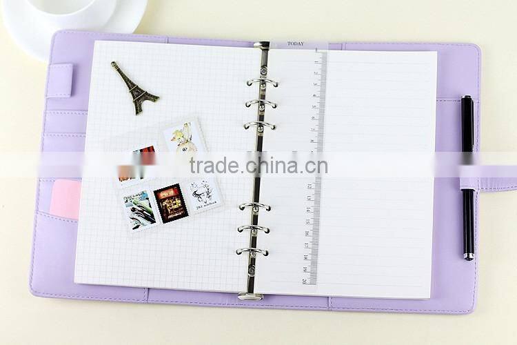 A6/A6 faux leather cover loose leaf agenda planner custom daily planner dairy with clasp/insert pocket /pen holder