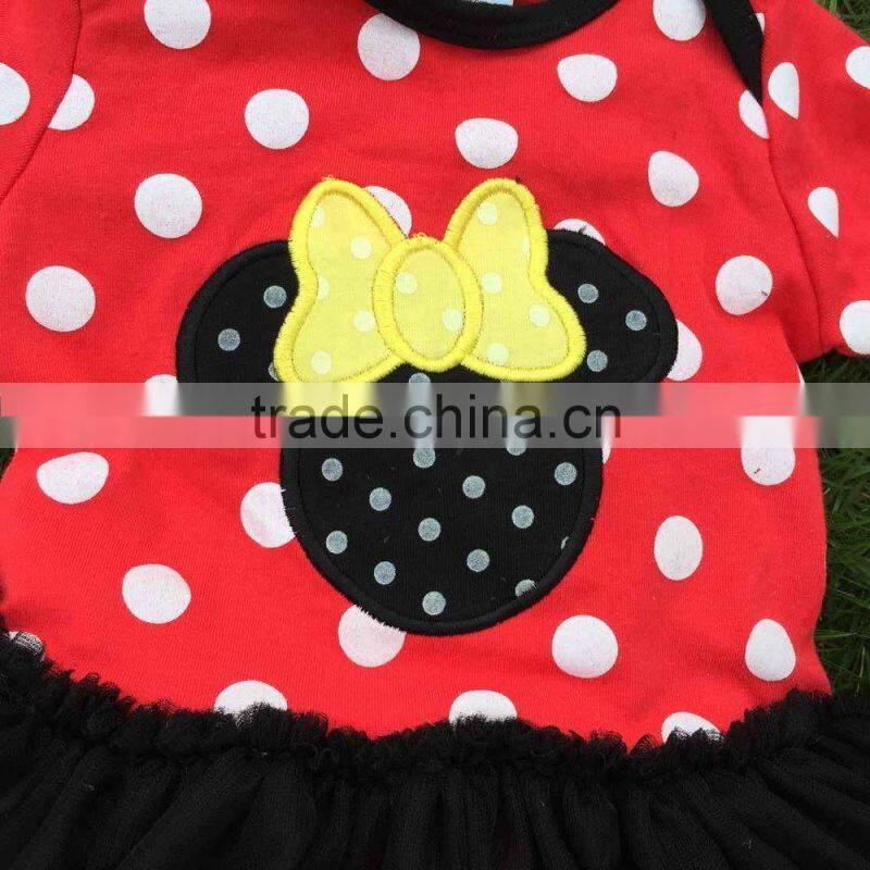 NEW ARRIVAL newborn girl clothes Micky Mouse tutu dress romper red kids romper with matching necklace and headband