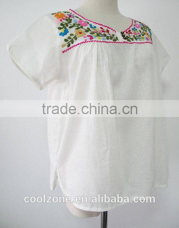 Wholesale Mexico manufacturers embroidered blouse ladies blouses