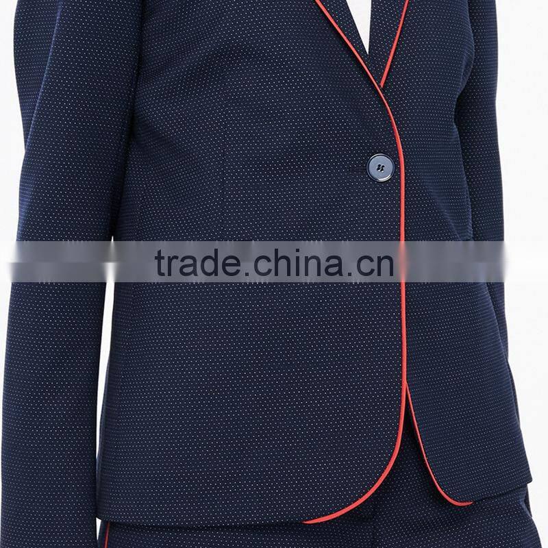 New fashion Italian collars edging trim button fasten dot print jackets womens