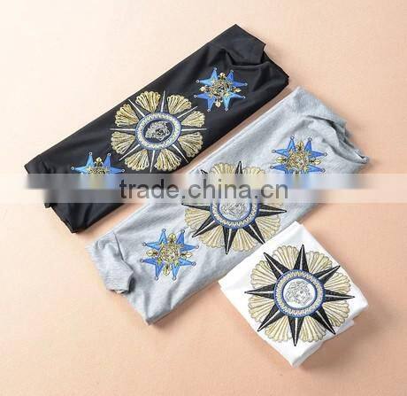 2015 latest design wholesale T-shirt with beatiful embroidery
