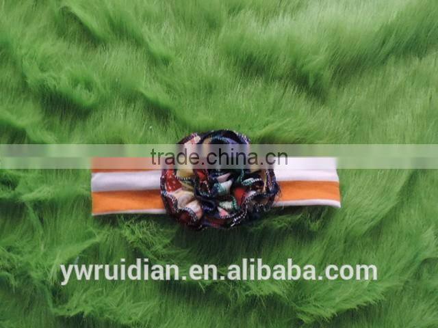 2016 wholesale craft kids girl lace flower headband Baby Girl Top Knot Turban Hedband Children Pink Stripe Hairband