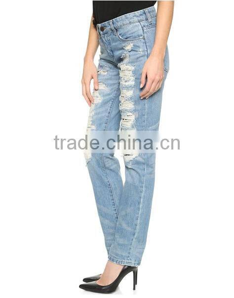 Fashion design jeans pants types denim fabric for ladies jeans pants