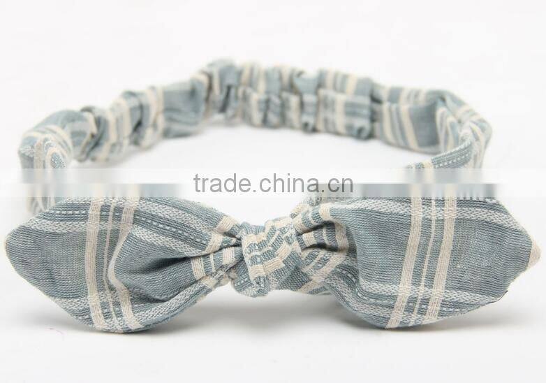 plaid yarn dye woven fabric headband for kids