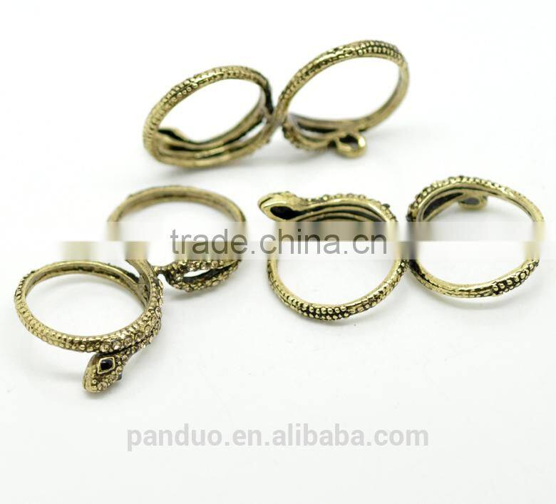 Antique Bronze Snake Two Fingers Double Rings