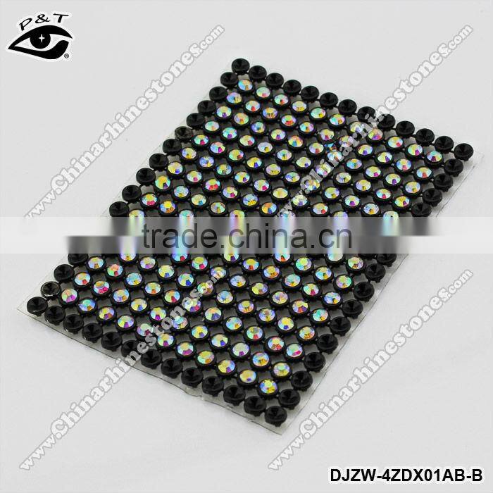 Hot fix iron on rhinestone mesh 3mm crystal golden base for clothing