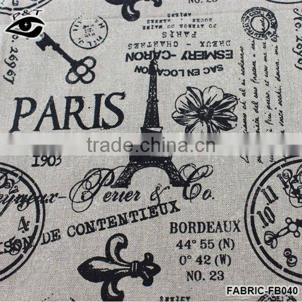 Classical Fabric printing Paris Linen Cotton Fabric 100% Linen Fabri Cotton Fabric for Home Textile Curtain