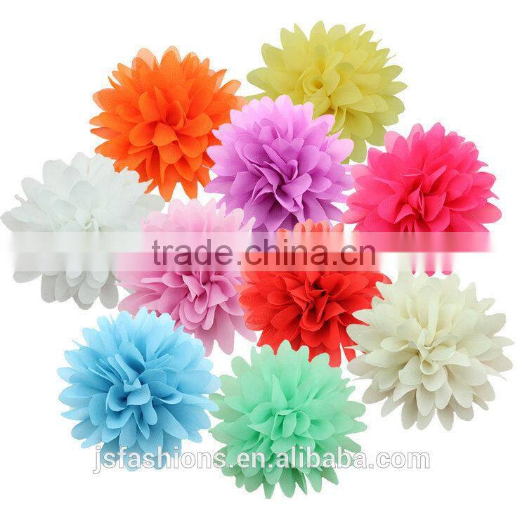 Handmade 10 colors 11cm fabric floral chiffon flower accessories, hair clip, shoes and garments accessories, DIY crafts flowers