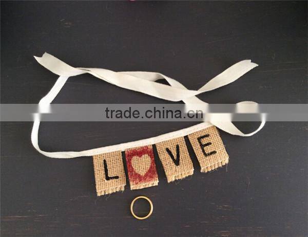 LOVE tiny & shabby hessian Cake Topper Micro Mini Bunting Fun Cupcake Decor