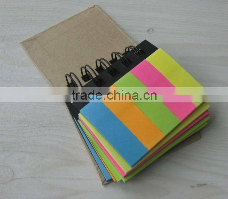 Mini spiral notebook with colorful noteflags
